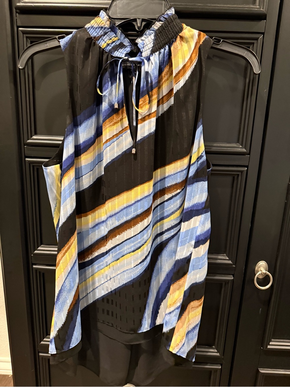 White House Black Market Striped Halter Camisole in Black, Blue & Yellow